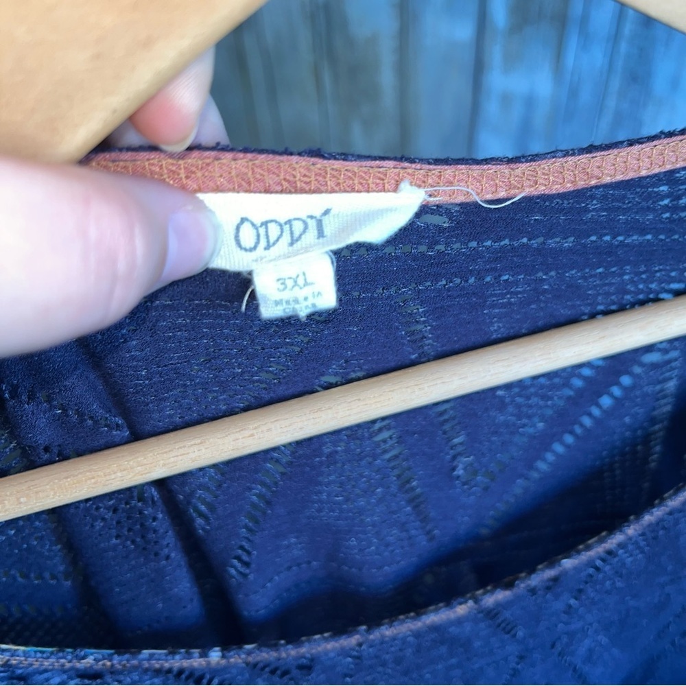 Oddy Open Stitch Patchwork Bottom Long Sleeve Tunic - Picture 6 of 6